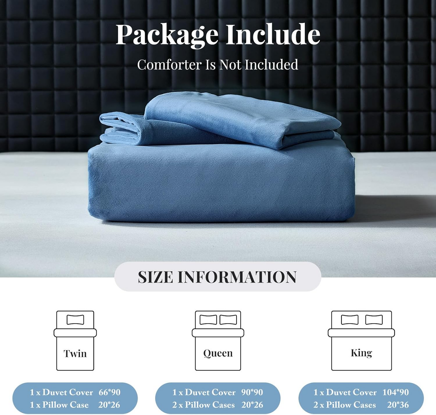Light Blue Velvet Duvet Cover Queen Size Flannel Duvet Cover Bedding Sets, 3pcs Ultra Soft Luxury Textured Modern Crystal Velvet Duvet Covers with Zipper Closure