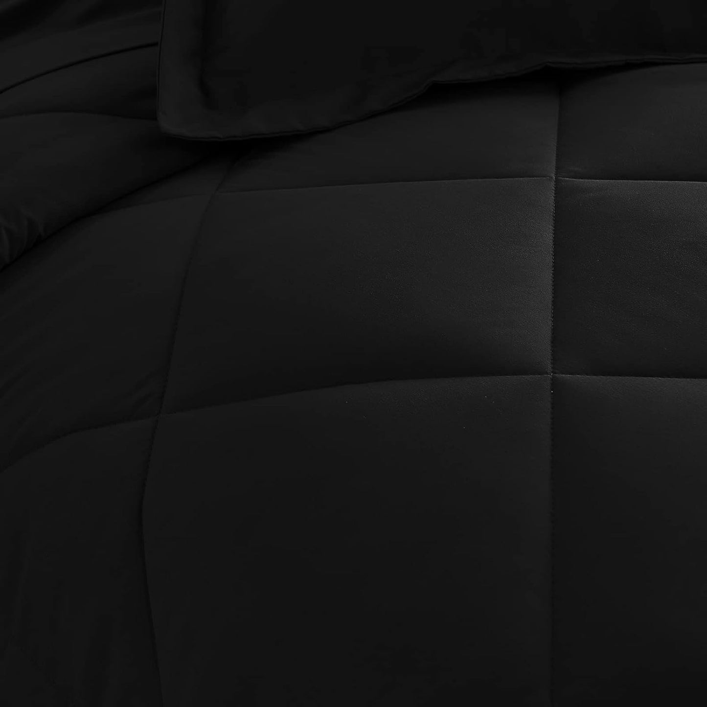 Queen Comforter Set Black - Bed in a Bag Queen Size 3 Pieces, Luxury Soft Bed Set for All Seasons, Bedding Set with Down Alternative Comforter, Sheets, Pillowcases & Shams